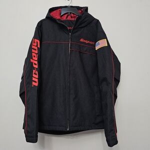 Snap-On Black & Red Men's Insulated Hooded Heavy Pacer Logo Work Coat Size XL
